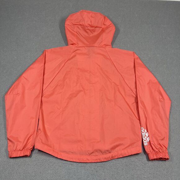 adidas Jacket Womens XS Salmon Pink Hooded Ripstop Windbreaker W.N.D Running - Picture 8 of 12